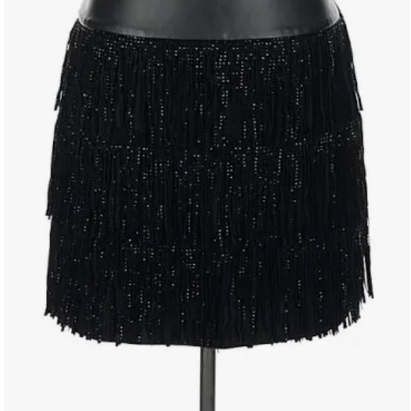 Dkny Dresses & Skirts - Dkny Black Beaded Fringe Mini Skirt